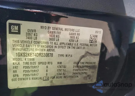 2013 GMC Yukon Xl K1500 Slt z USA, uszkodzony, nr VIN 1GKS2KE74DR330878